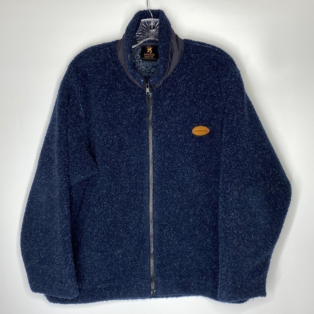 Vintage Browning Navy Blue Full Zip Fleece Jacket Size Small
